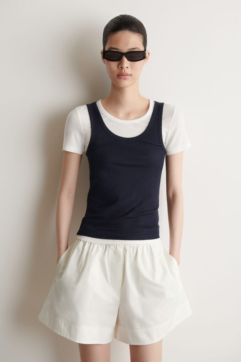 LAYERED RIBBED-JERSEY T-SHIRT