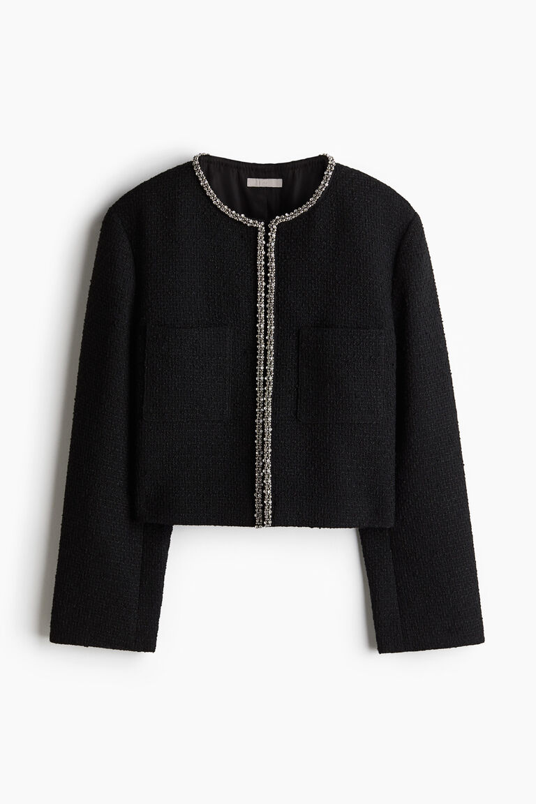 Rhinestone-embellished bouclé jacket