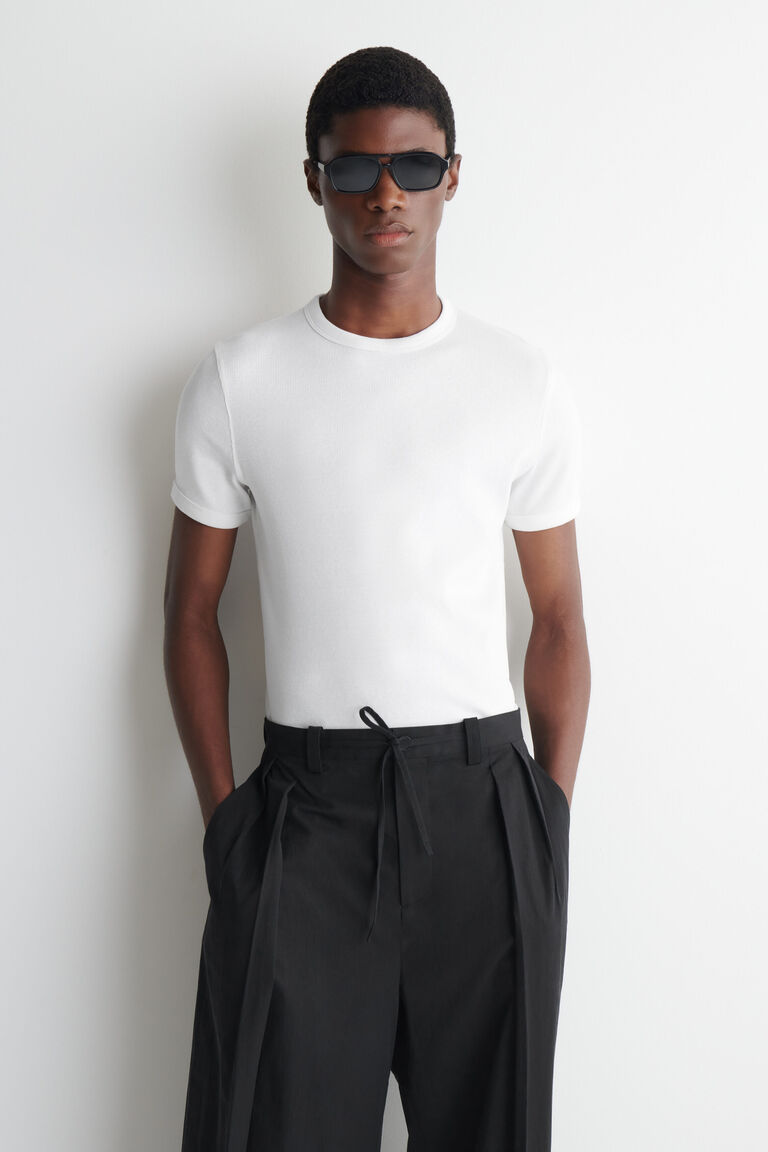 SLIM RIBBED COTTON T-SHIRT