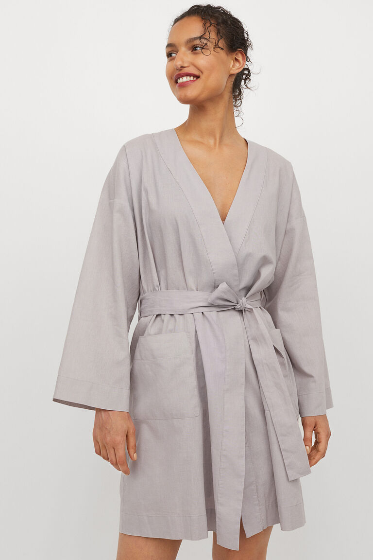 Linenblend dressing gown