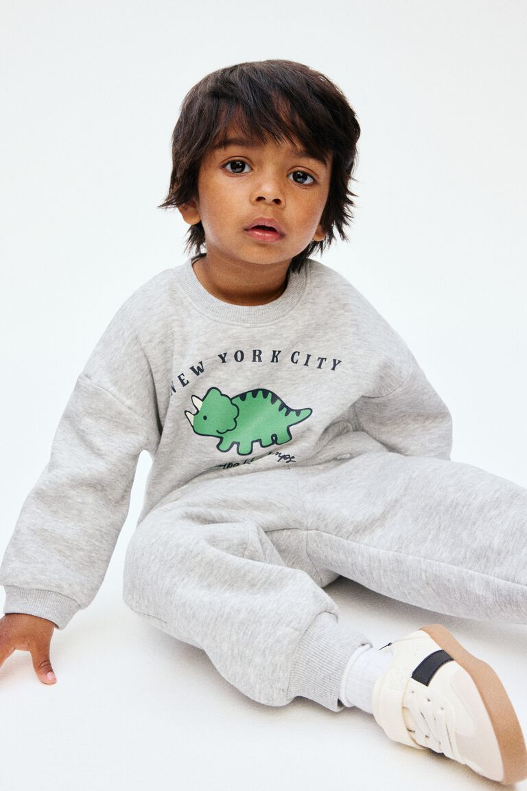 2-piece printed brushed-inside sweatshirt set