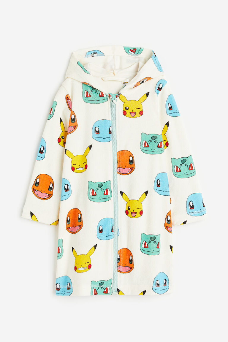 Printed terry dressing gown