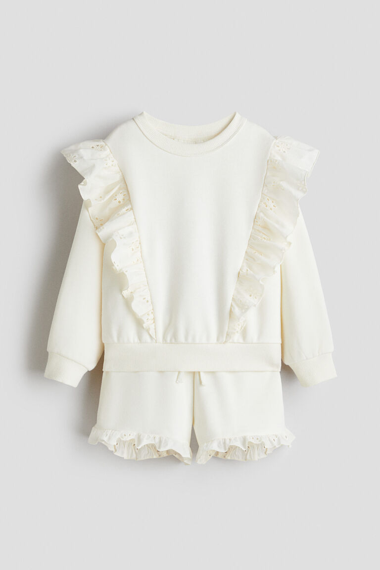 2-piece frill-trimmed sweatshirt set