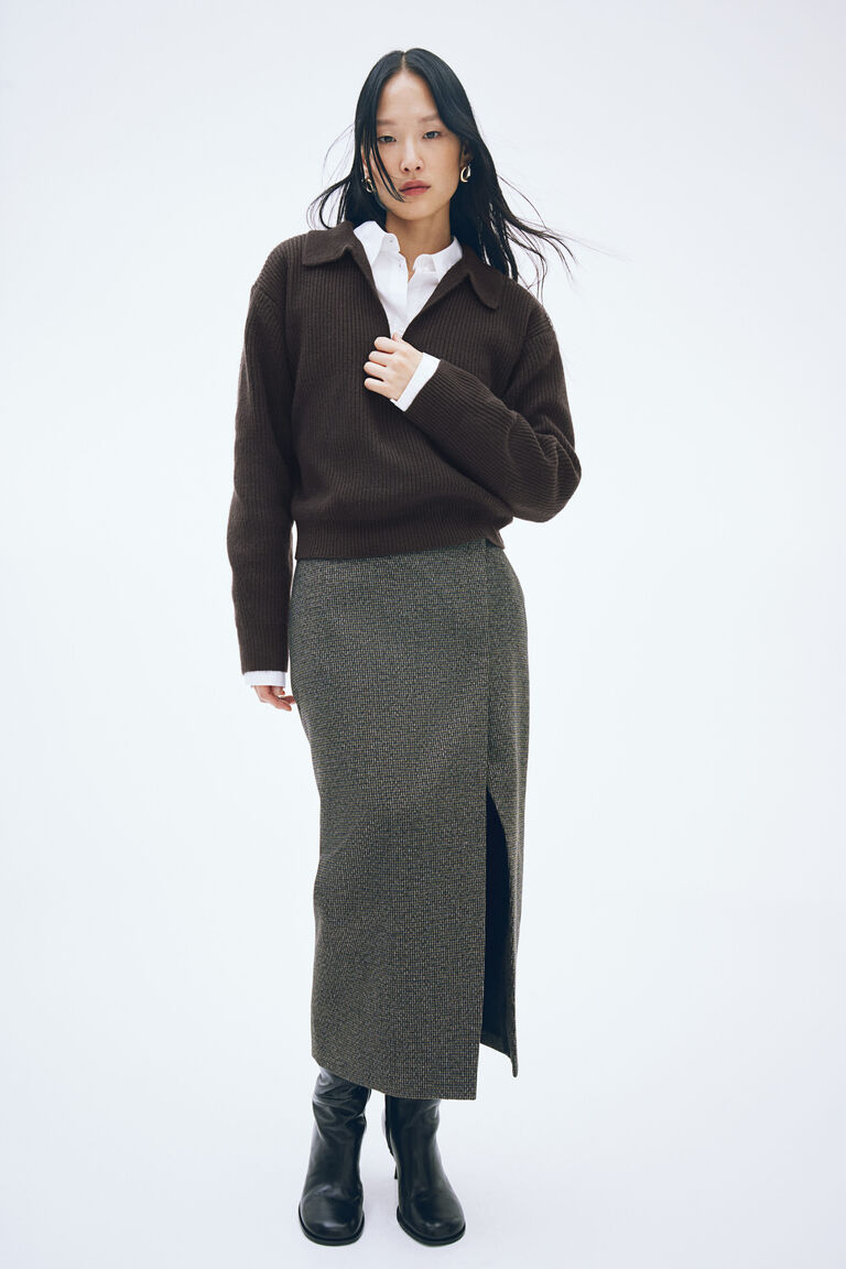 Rope Zipper Collared Jumper