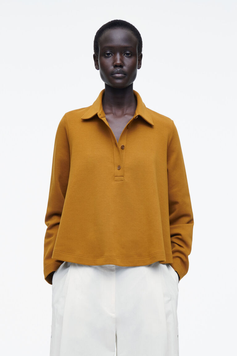 FLARED COTTON-JERSEY POLO SHIRT