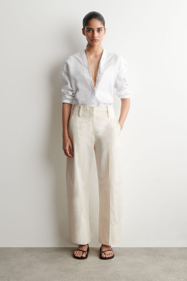 BARREL-LEG PIMA COTTON TROUSERS