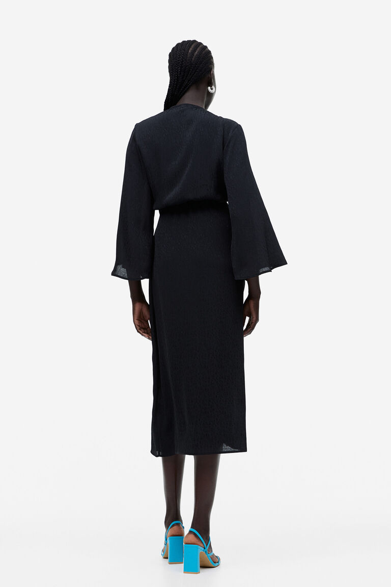Brushed Woven Jacquard Quilted Wrap Dress main image 1