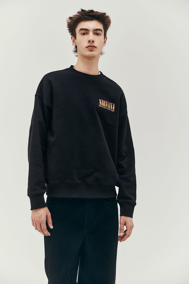 スウェット・トレーナー Luxury Street Wear vintage sweat black nirbana unisexual Oversized Fit Printed sweatshirt