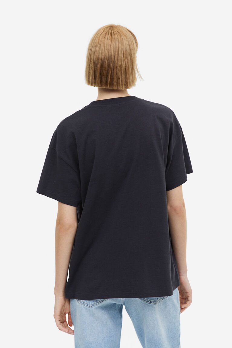 White Printed Asymmetric Oversize T-shirt 18282