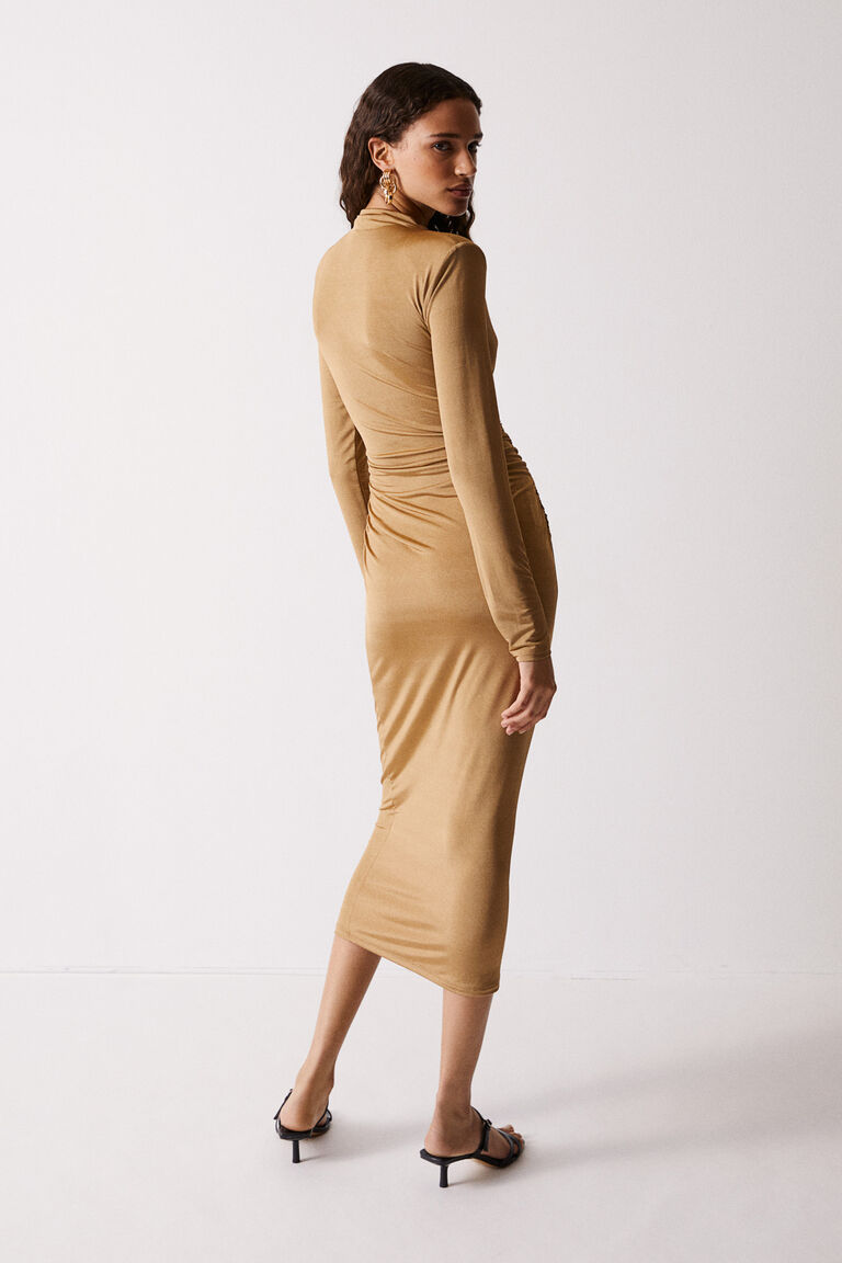 WAISTED DRAPED JERSEY DRESS OTTOMAN ELEGANCE