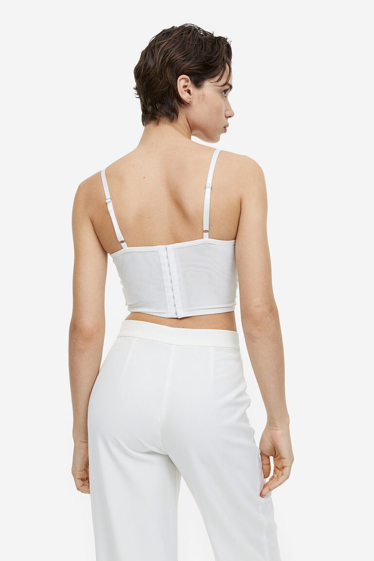 Lacedetail mesh bustier top