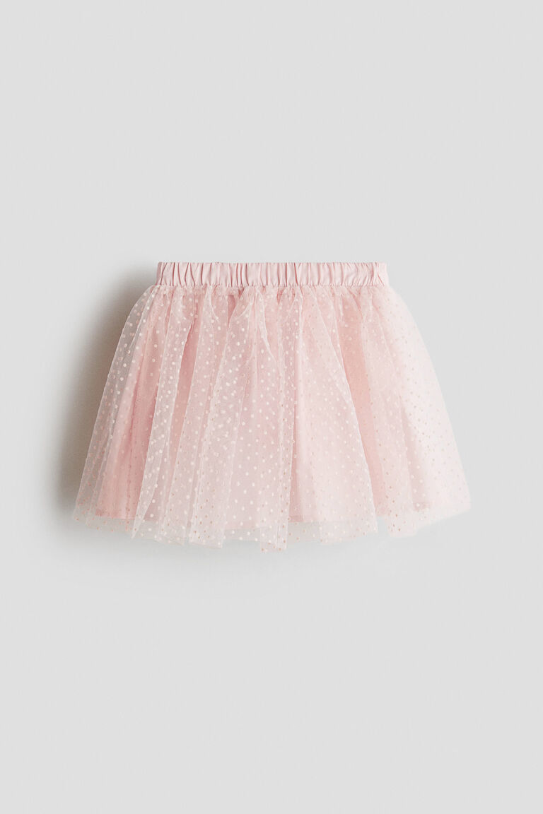 Flock-print tulle skirt