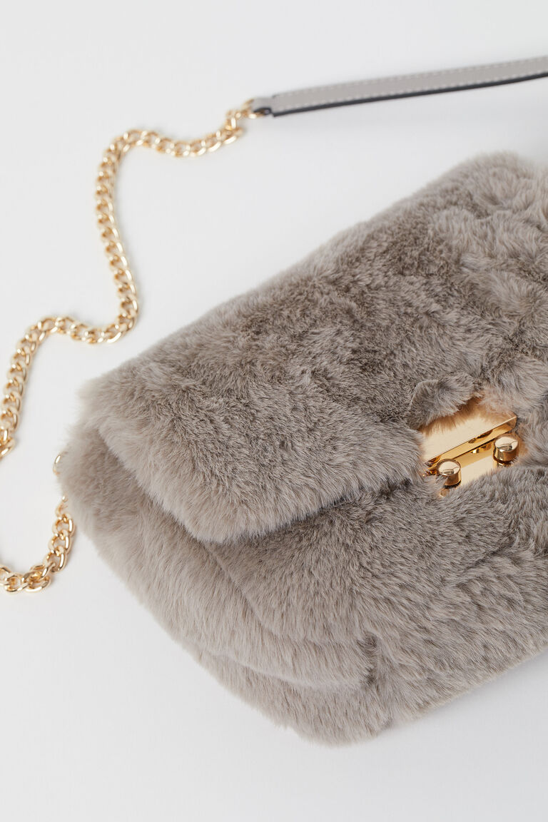 Faux fur shoulder bag