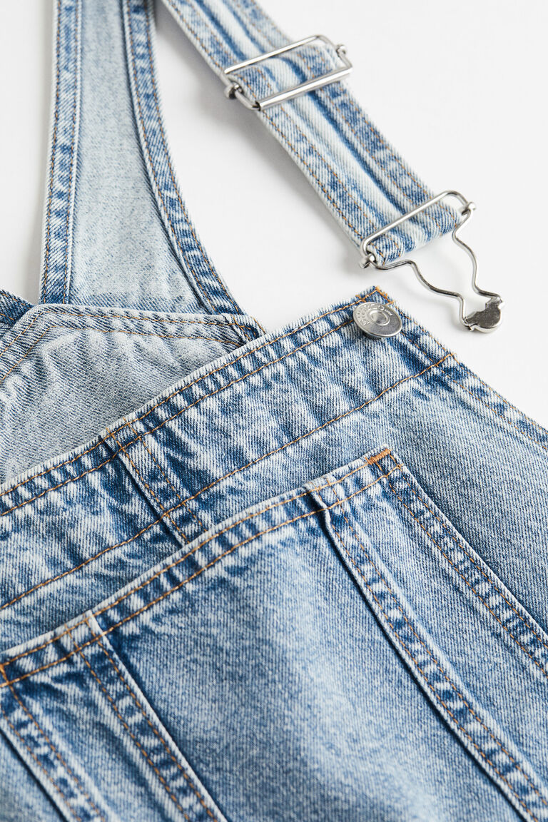 1210479 Blue Denim Dungaree Dress