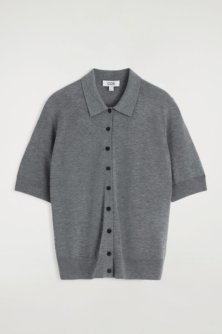 MERINO WOOL-BLEND POLO CARDIGAN