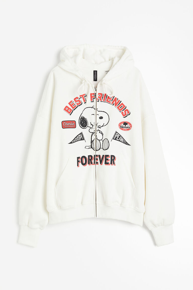 Oversized printed zip-through hoodie