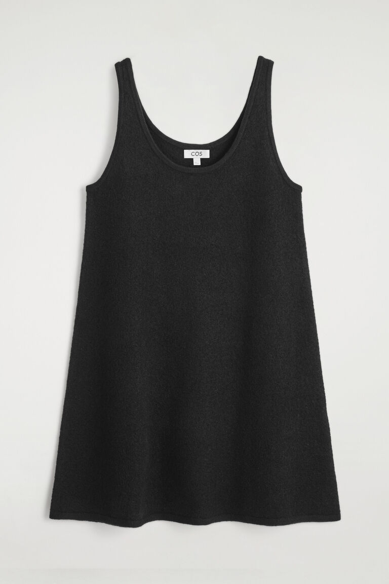 BOILED-WOOL A-LINE MINI DRESS