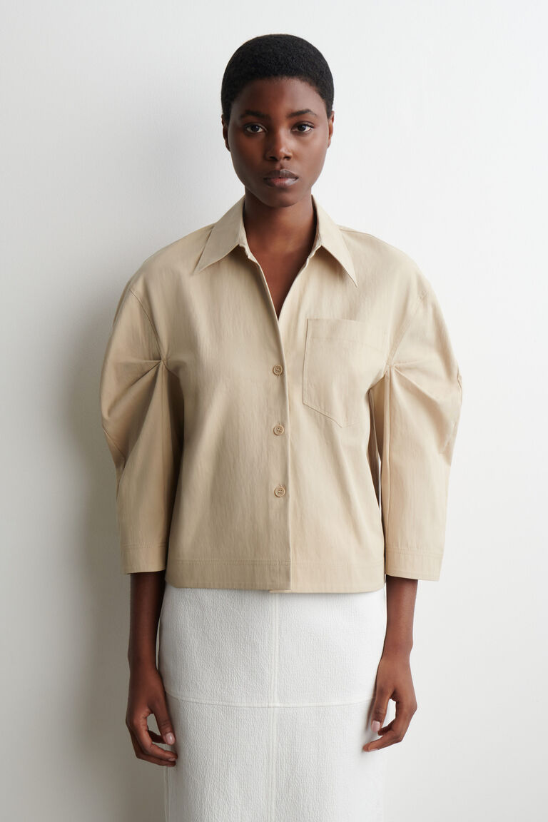 กระโปรงดินสอผ้าฝ้ายพับยับ