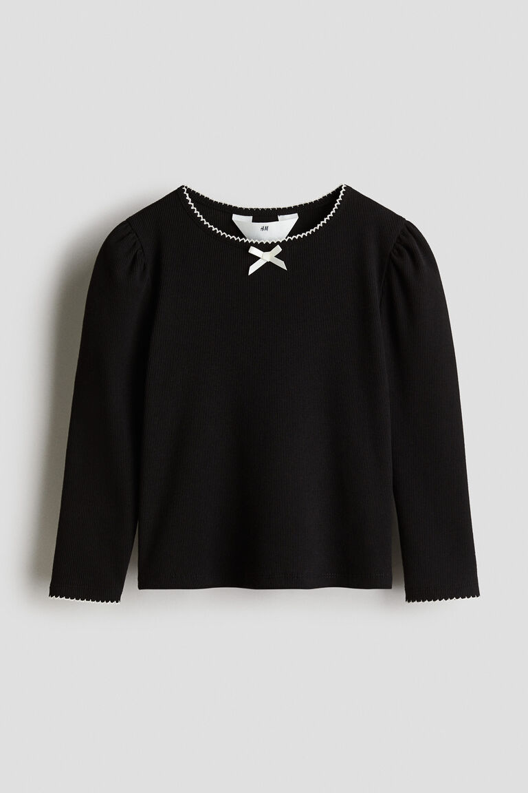 Picot-trimmed jersey top