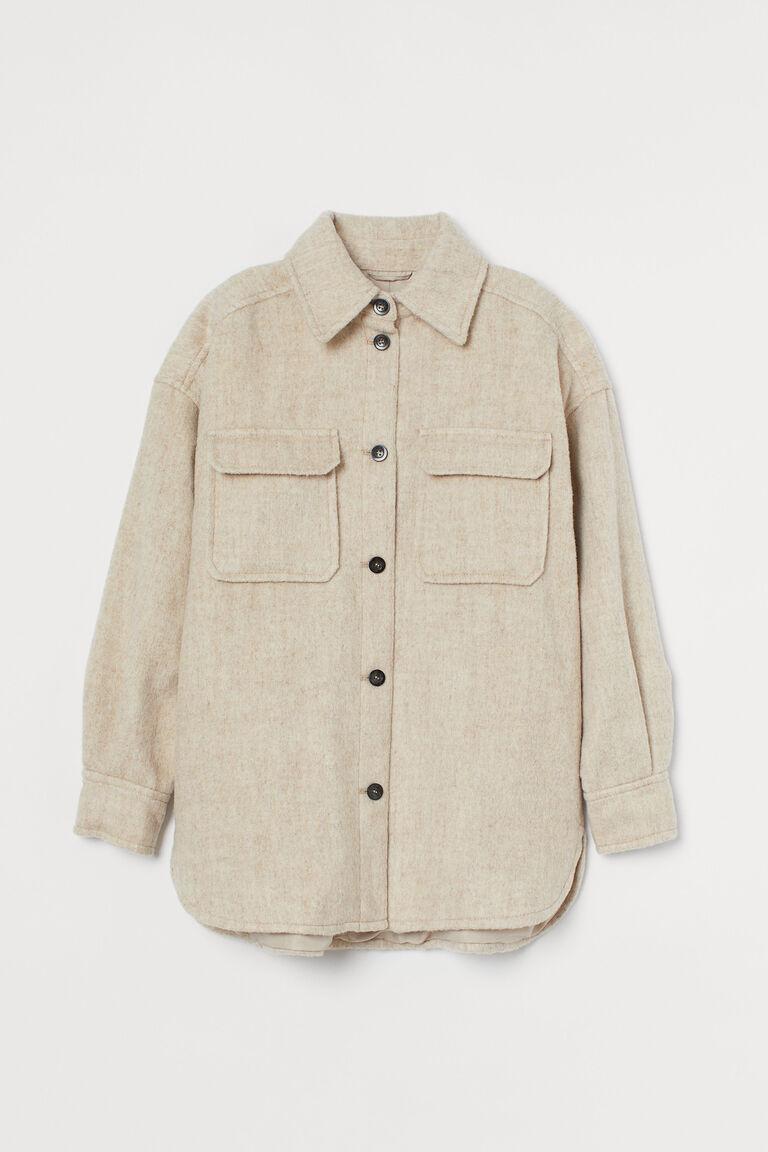 h and m wool blend shirt jacket