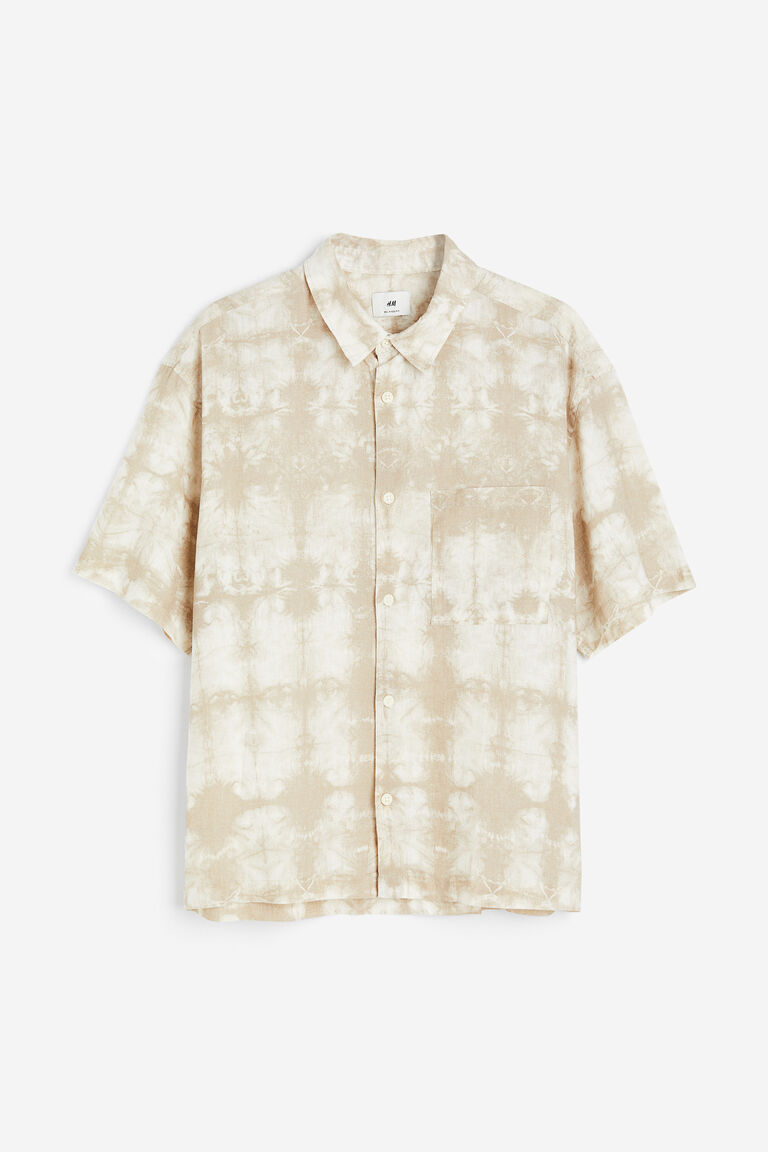 Linen Blend Comfort Fit Short Sleeve Casual Shirt