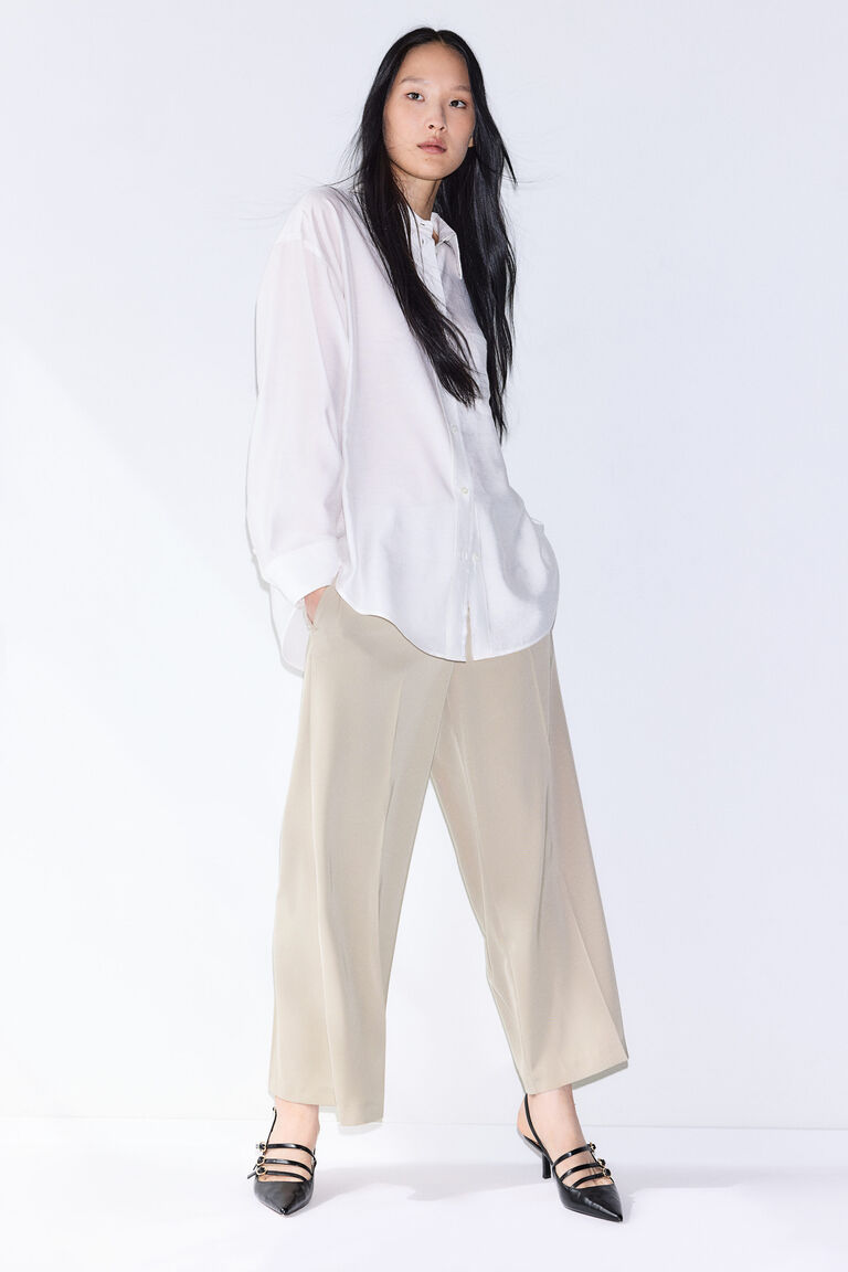 Wide twill trousers