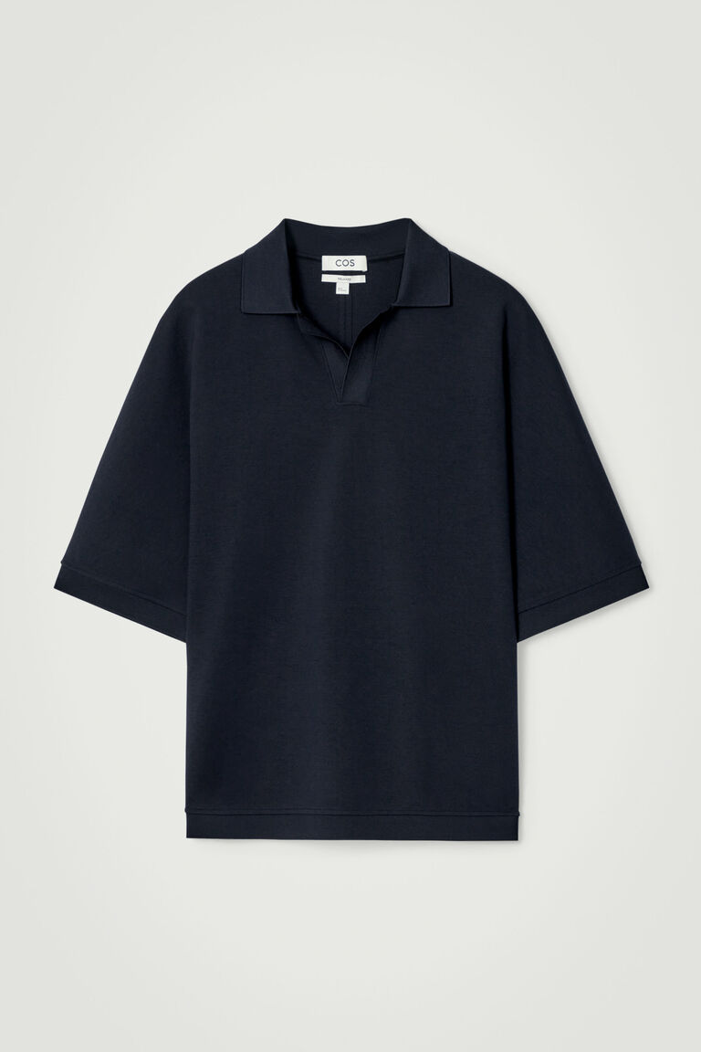 OPEN-COLLAR MERCERISED-JERSEY POLO SHIRT