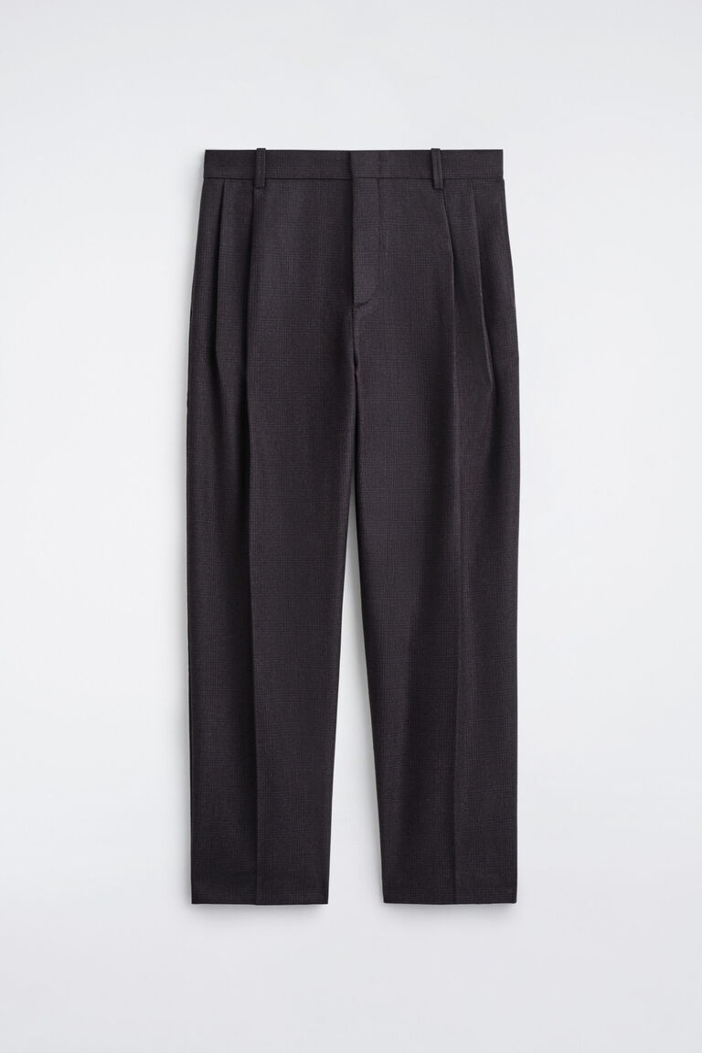 PLEATED WOOL STRAIGHT-LEG TROUSERS