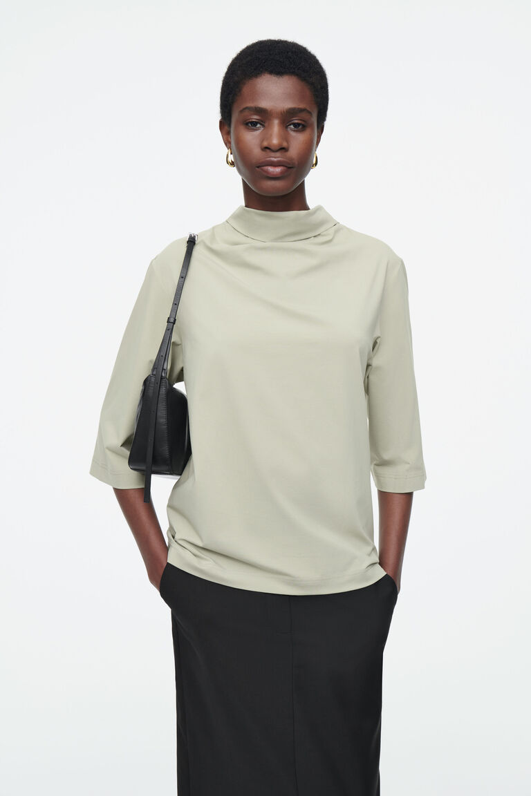 TIE-NECK JERSEY TOP