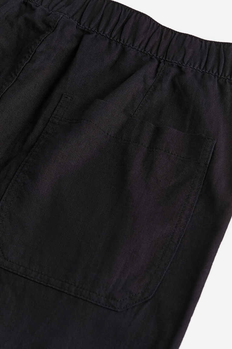 Black Linen Blend Trousers
