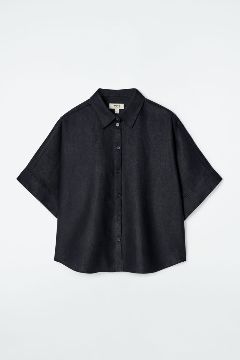 BOXY SHORT-SLEEVED LINEN SHIRT