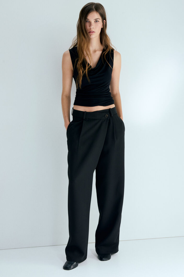 Wrapover tailored trousers