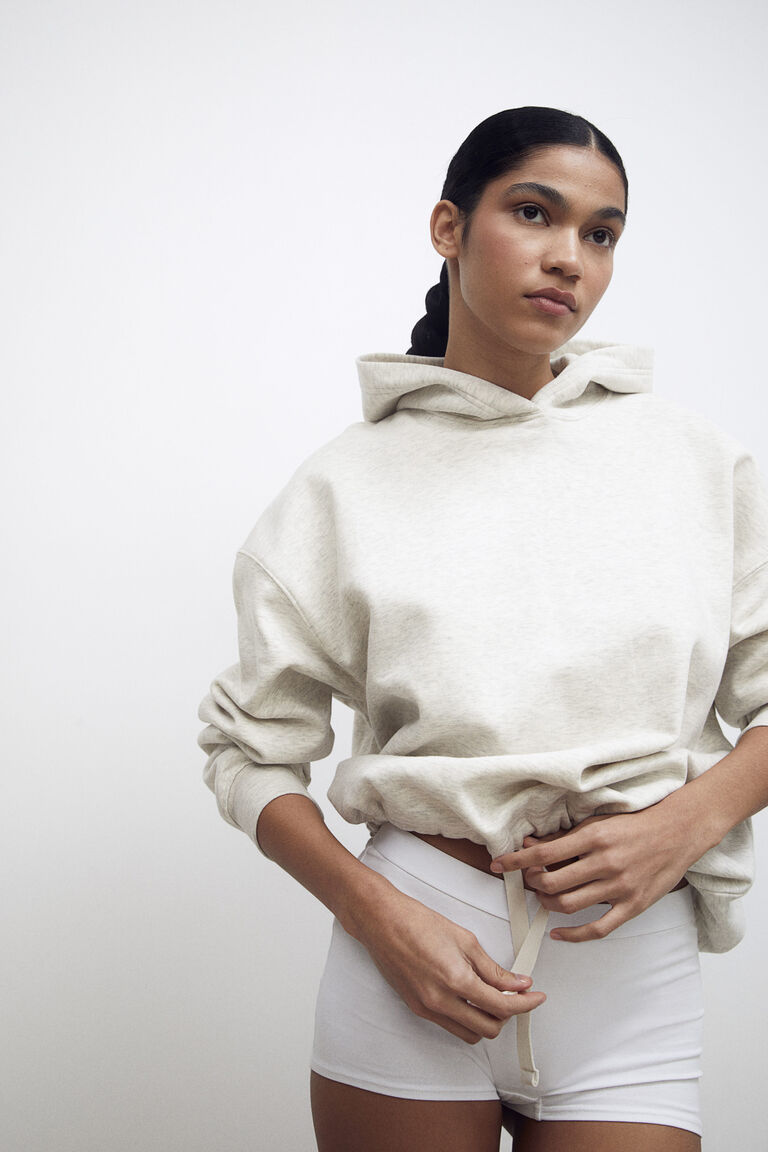 Drawstring-hem hoodie