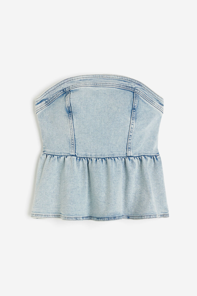 Denim bustier peplum top