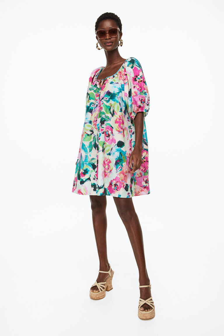 4510967 Lime Puff Sleeve Pencil Dress