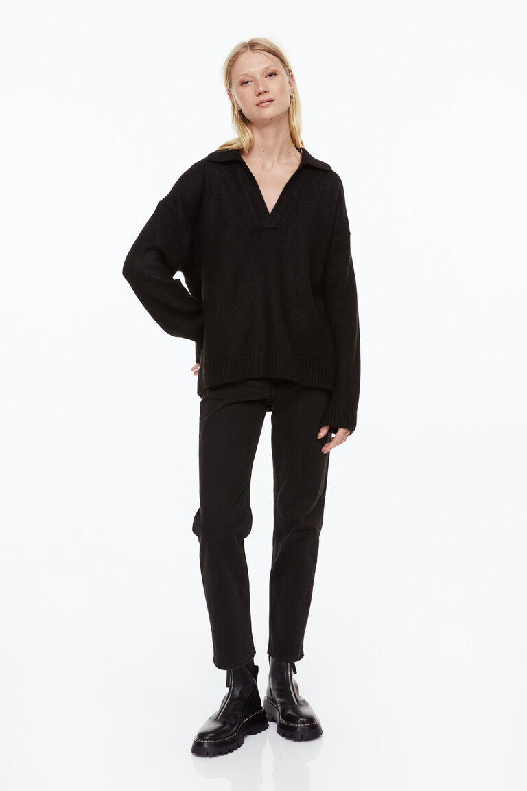 Fineknit collared jumper