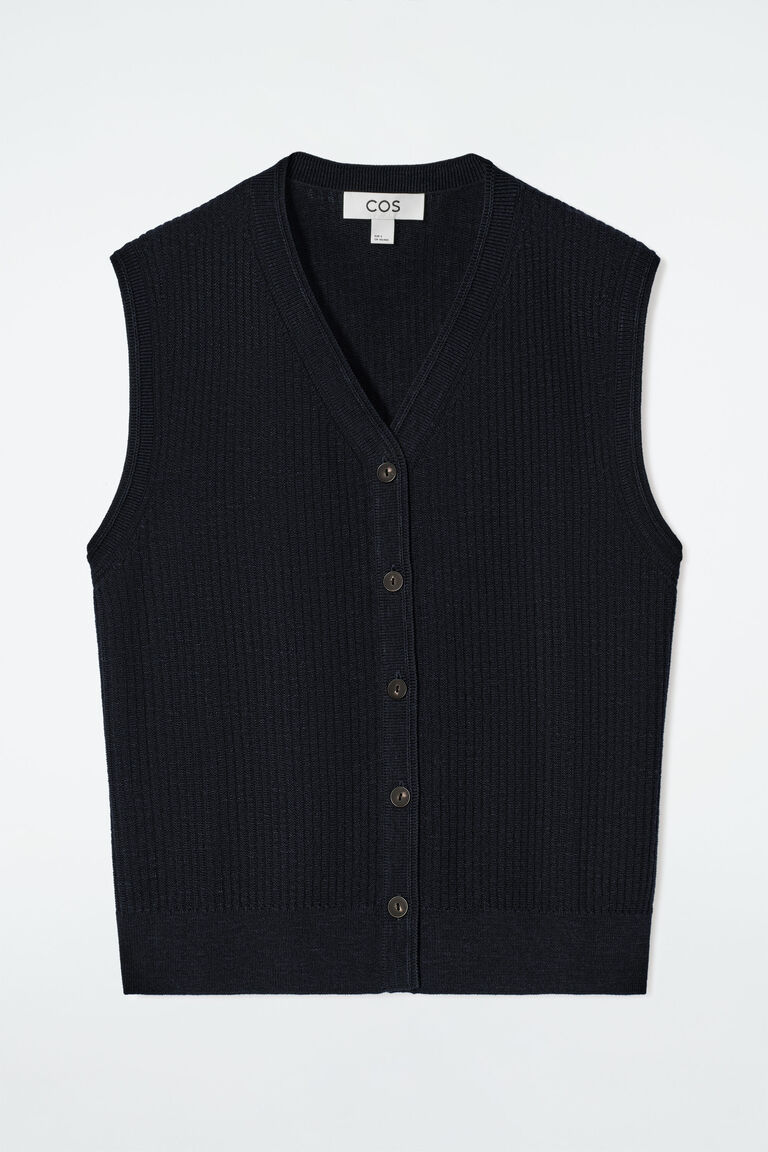 RIBBED MERINO WOOL-BLEND VEST