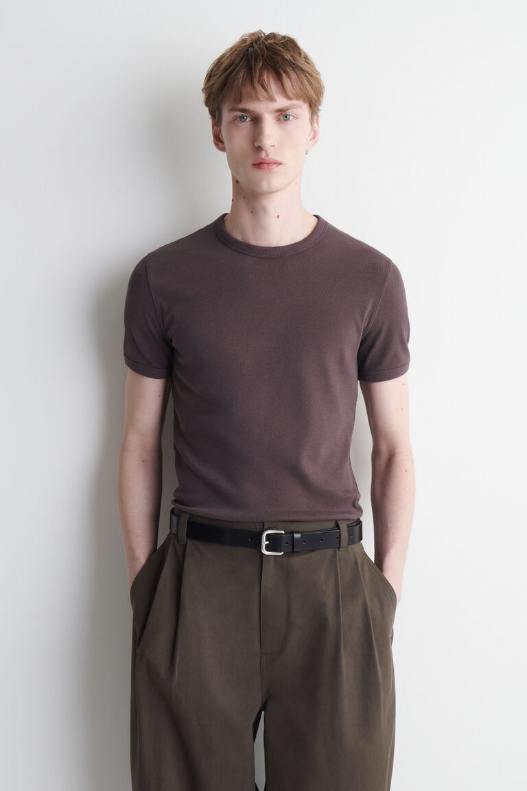 SLIM RIBBED COTTON T-SHIRT