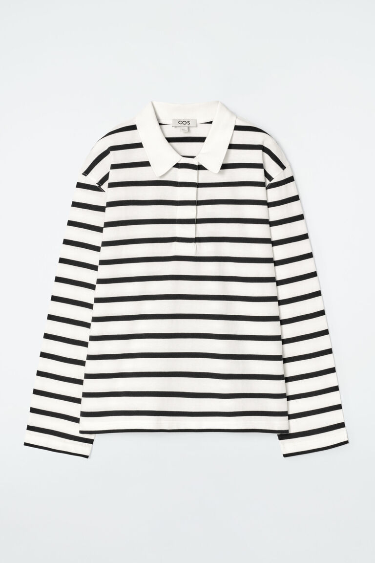 RELAXED STRIPED LONG-SLEEVED POLO SHIRT