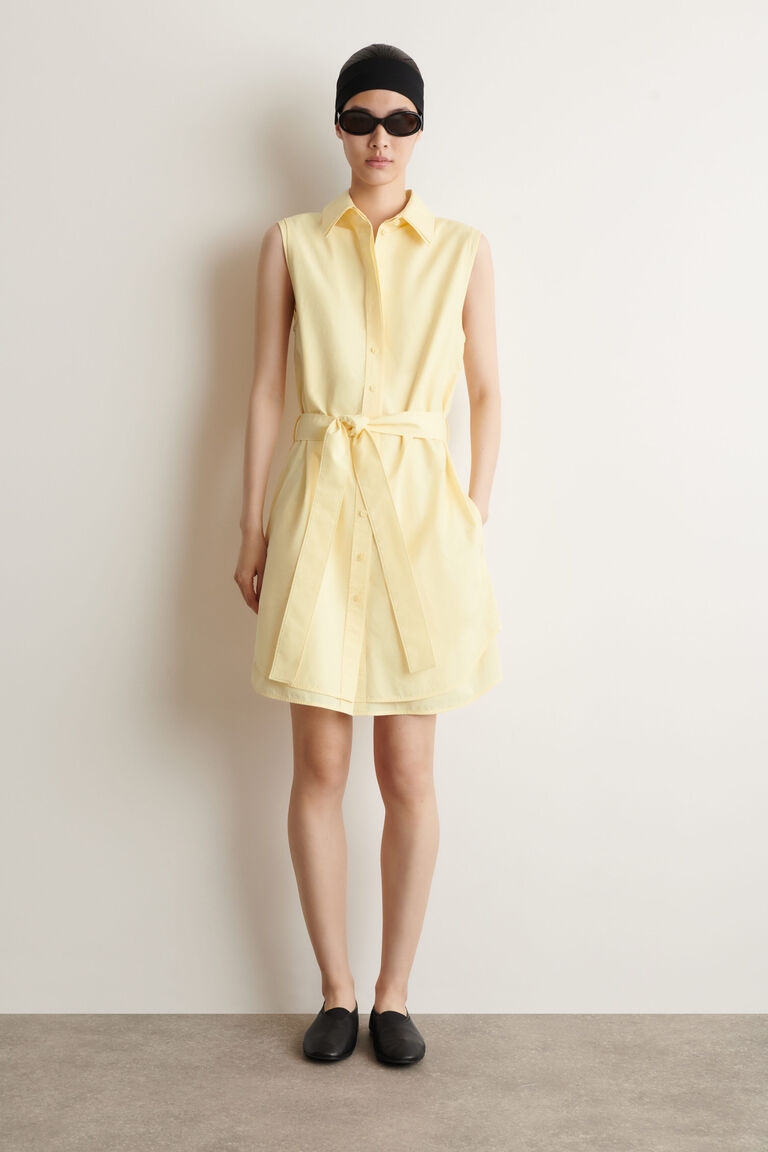 LAYERED SLEEVELESS MINI SHIRT DRESS