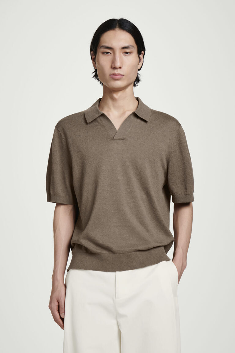 KNITTED LINEN POLO SHIRT