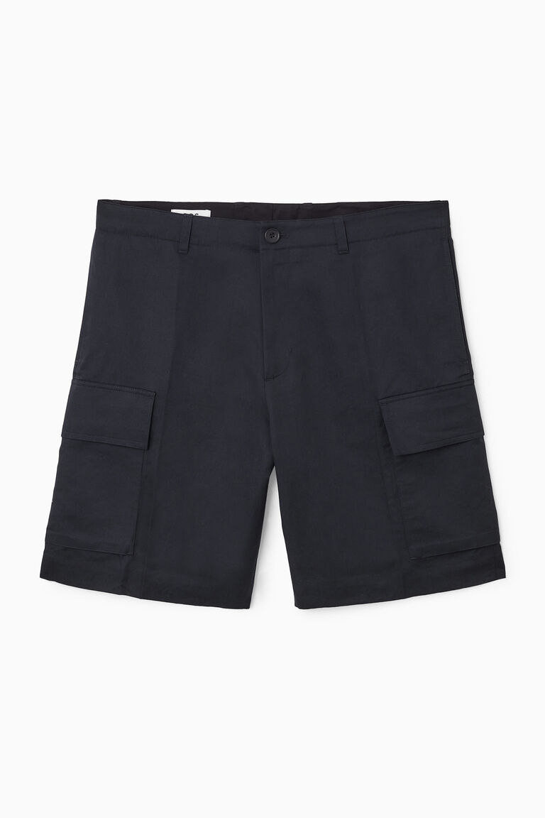 LINEN-BLEND CARGO SHORTS