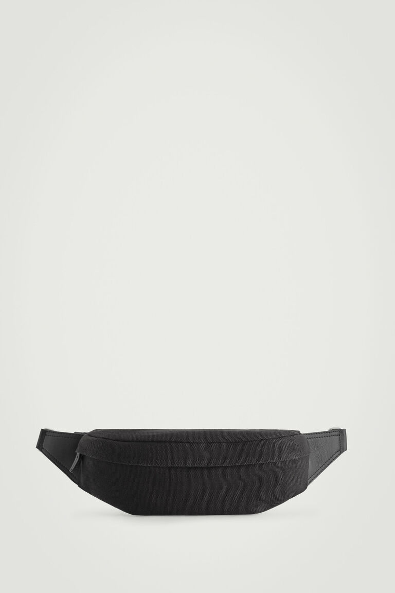 LEATHER-DETAIL CROSSBODY BAG - CANVAS