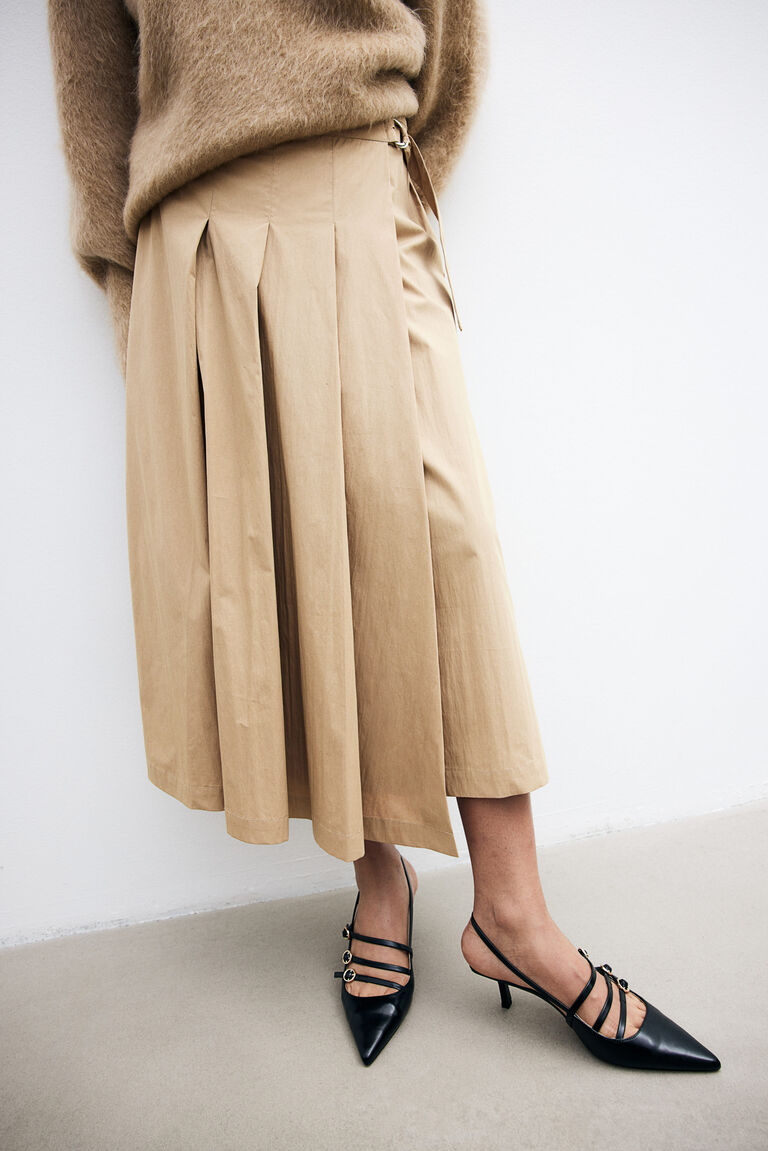 Pleated wrap skirt