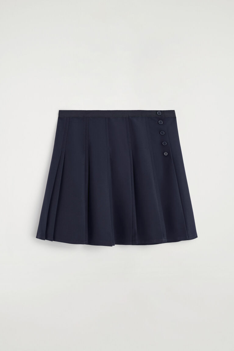 BUTTON-DETAIL PLEATED MINI SKIRT