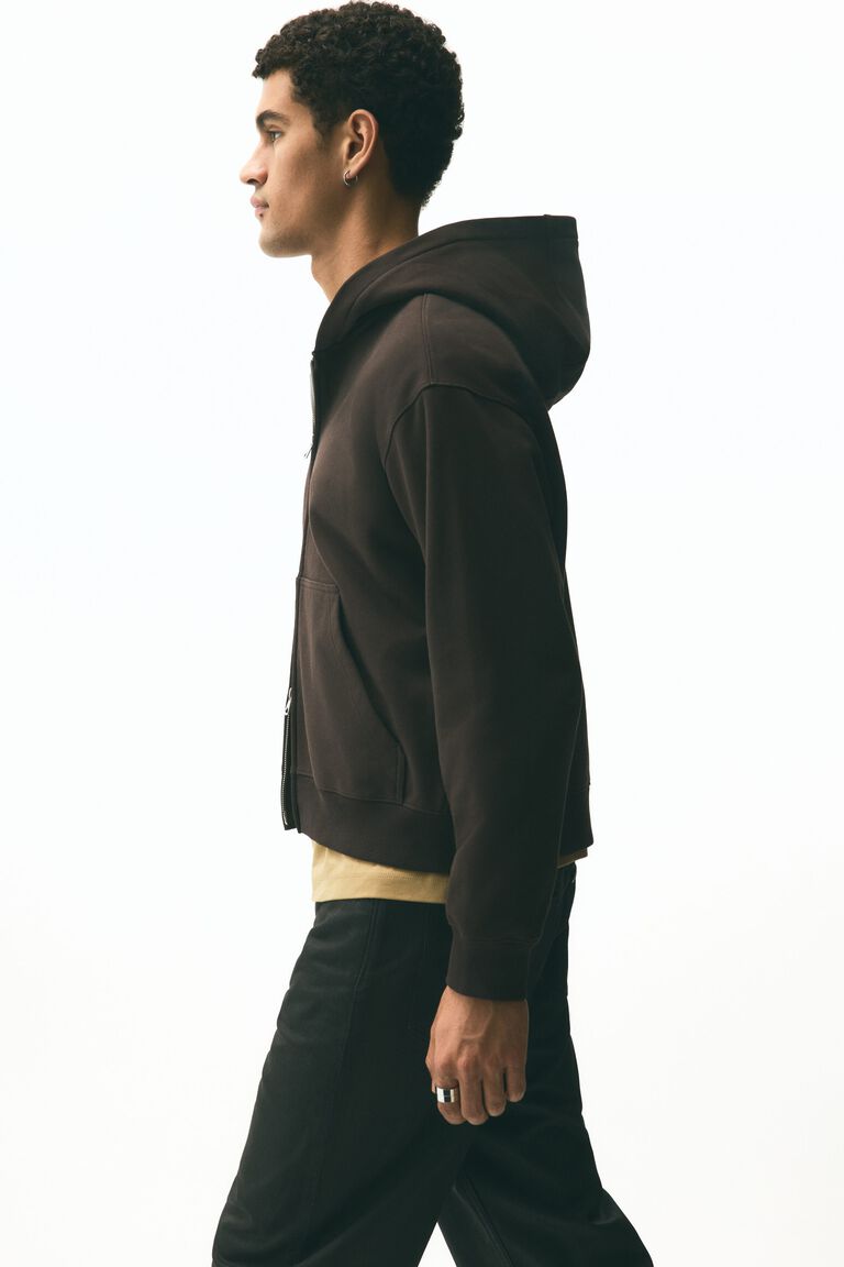 Loose Fit Boxy-style zip-through hoodie