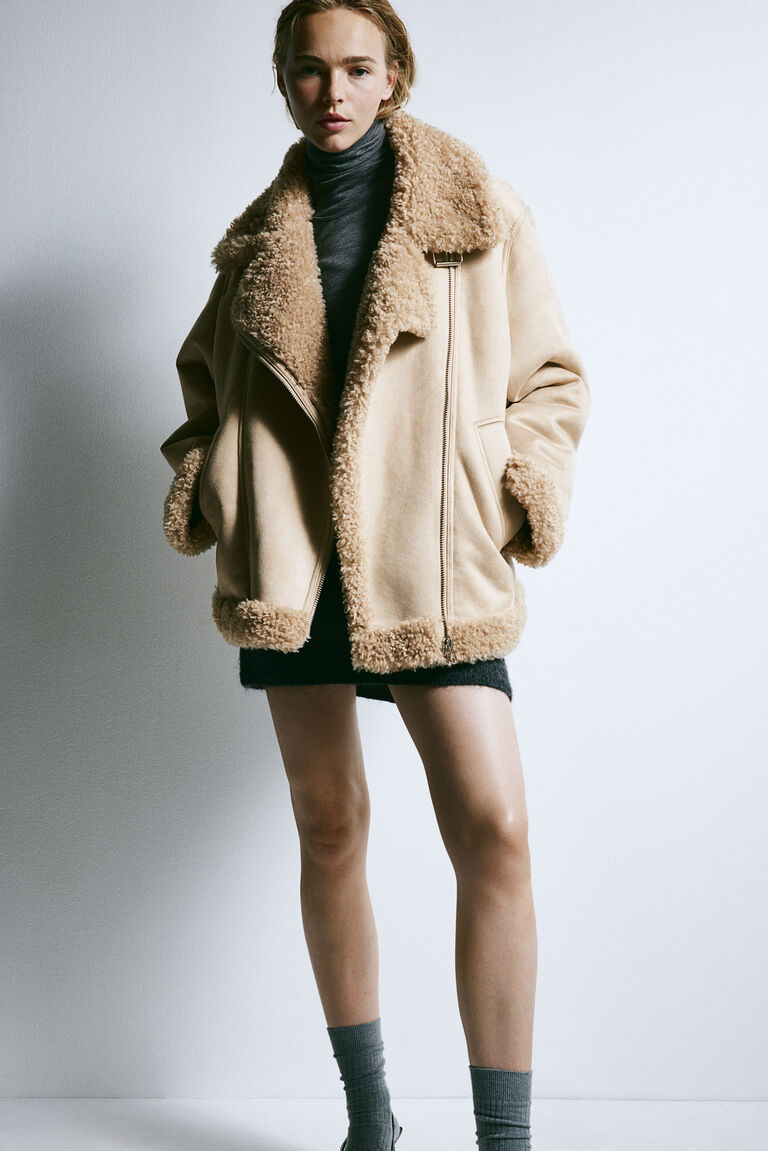 Oversized teddylined jacket