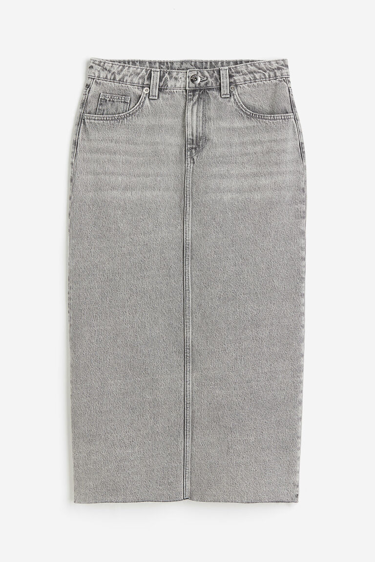 【BAON】Hirit Gray Washed Denim Midi Skirt Denim Skirt Midi Washed Grey - Washed grey | Djerf Avenue