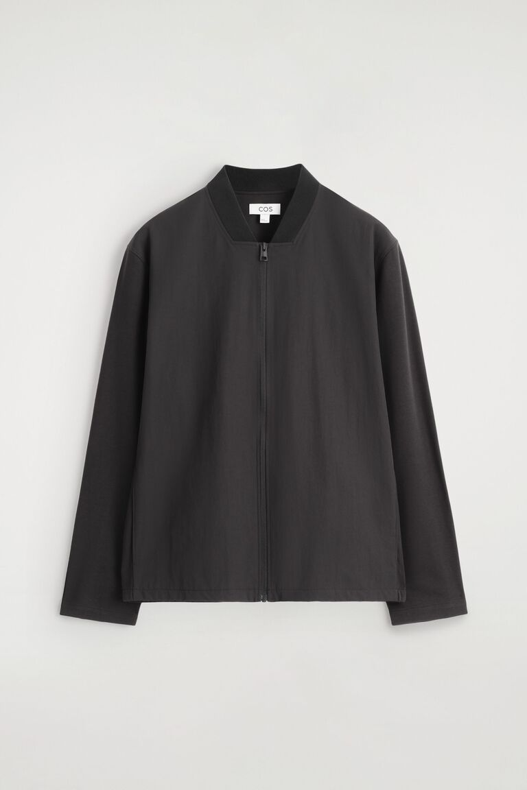 JERSEY-PANELLED BOMBER JACKET