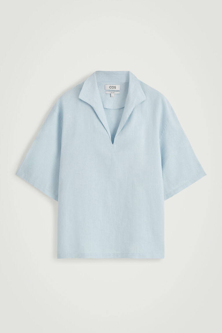 OPEN-COLLAR LINEN SHIRT